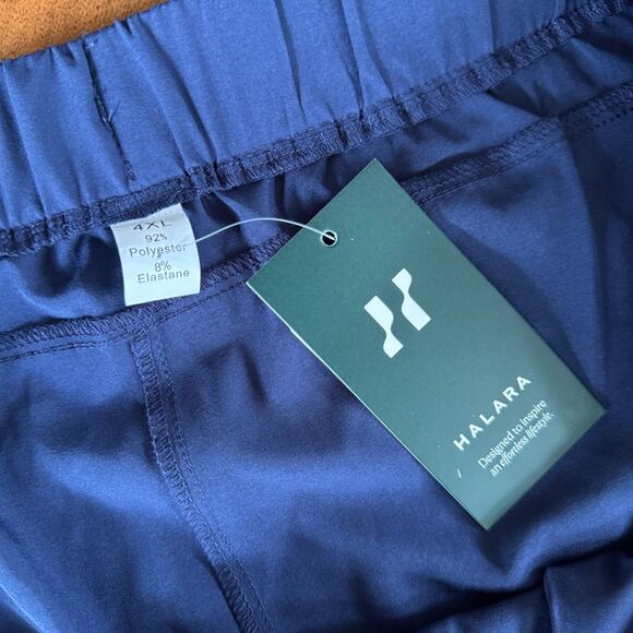 Halara High Waisted Drawstring 3" Shorts Sz 4X Night Blue Pockets Casual Stretch - Picture 8 of 12